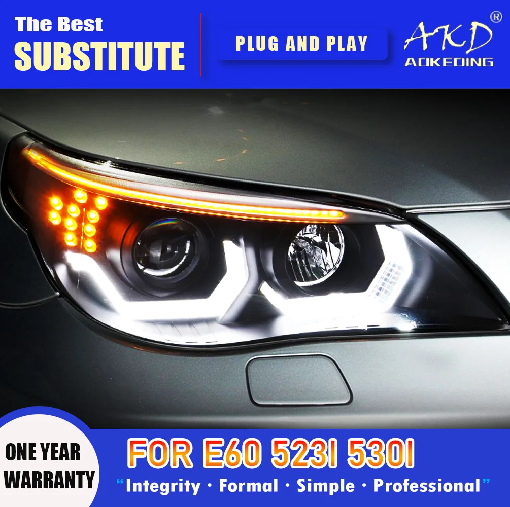 AKD Head Lamp for BMW E60 LED Headlight 2003 2010 Headlights 523I 530I