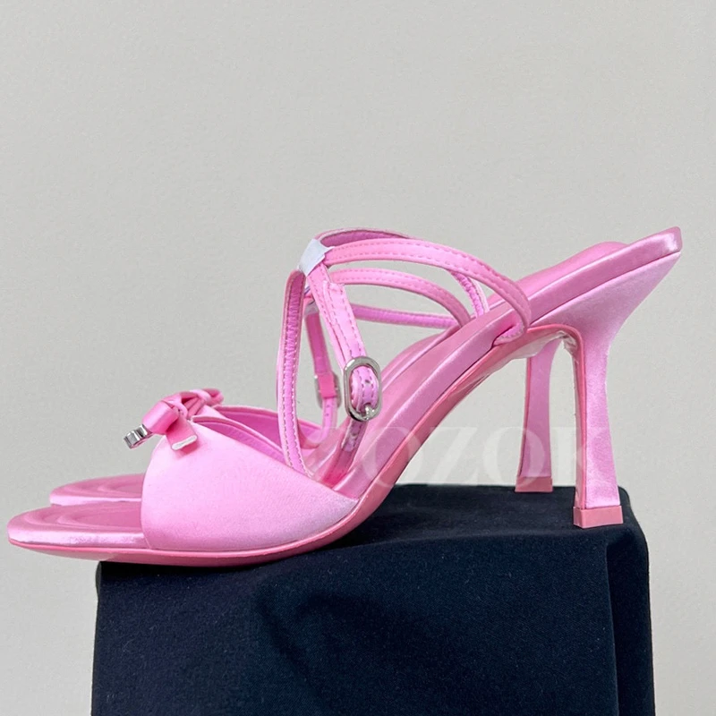 

Ladies Slippers 2023 Summer New Butterfly-Knot Decor Design Banquet Super High Heels Top Level Craftsmanship Female Pumps