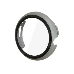 Premium Tempered Glass+Cover: All-Around Protective Bumper Screen Protector for Pixel Watch (Brown grey)