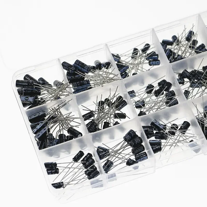 200pcs 15Value 0.1uF 0.22uF 0.47uF 1uF 2.2uF 10uF 33uF 47uF 100uF 220uF 10V 16V 25V 50V Electrolytic Capacitor Assortment Kit