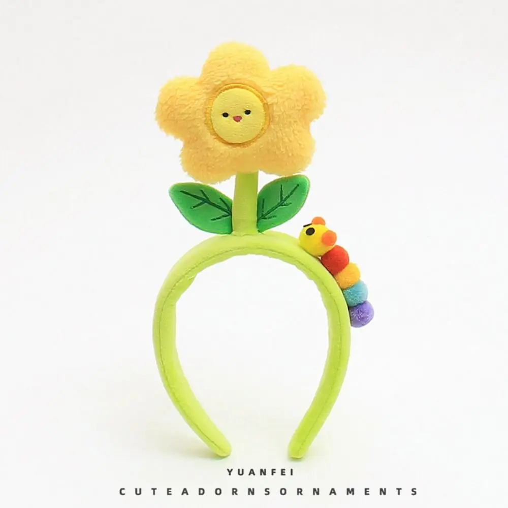 Cute Colorful Caterpillar Flowers Cartoon Headband Tulip Green Bean Flower HairClip Average Size Funny Headband Women