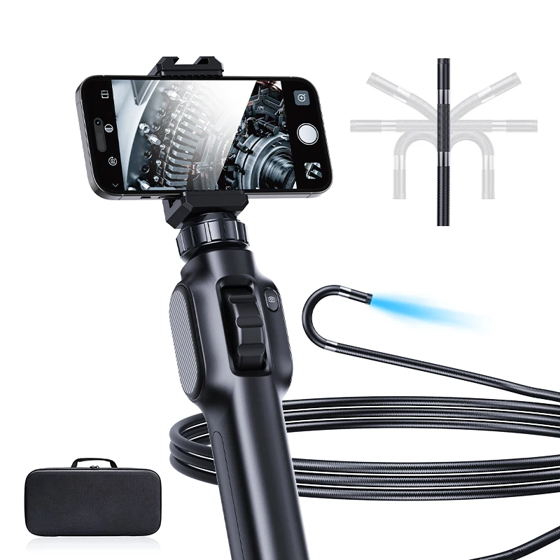 360° Articulated Endoscope, 5.5mm Joystick Articulated Endoscope Camera with Steerable Probe, Compatible with iPhone and Android