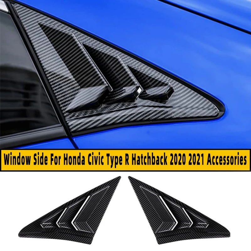 

For Honda Civic Type R Hatchback 20 21 Rear Quarter Panel Window Side Louver Black Carbon Fiber Vent Decal Cover Car Accessories