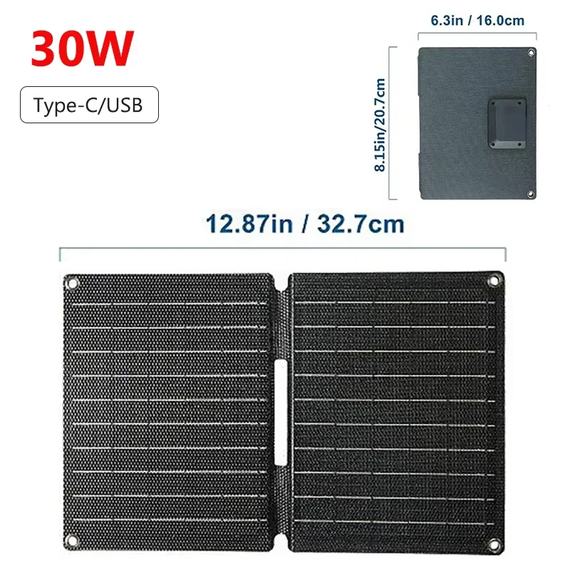 ตัวเลือกสินค้า แผงโซลาร์เซลล์พับได้ 60W ชาร์จ USB Type-C พกพาสะดวก สำหรับเดินป่า ตั้งแคมป์