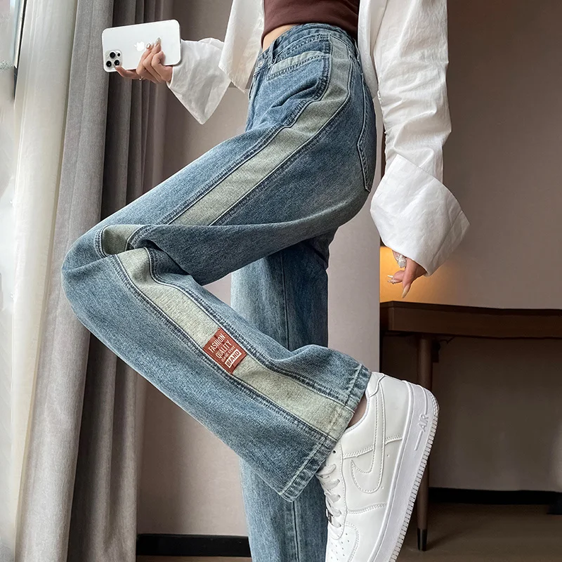KoreanFashionBlueJeansWomanHighWaistDenimFemaleClothing