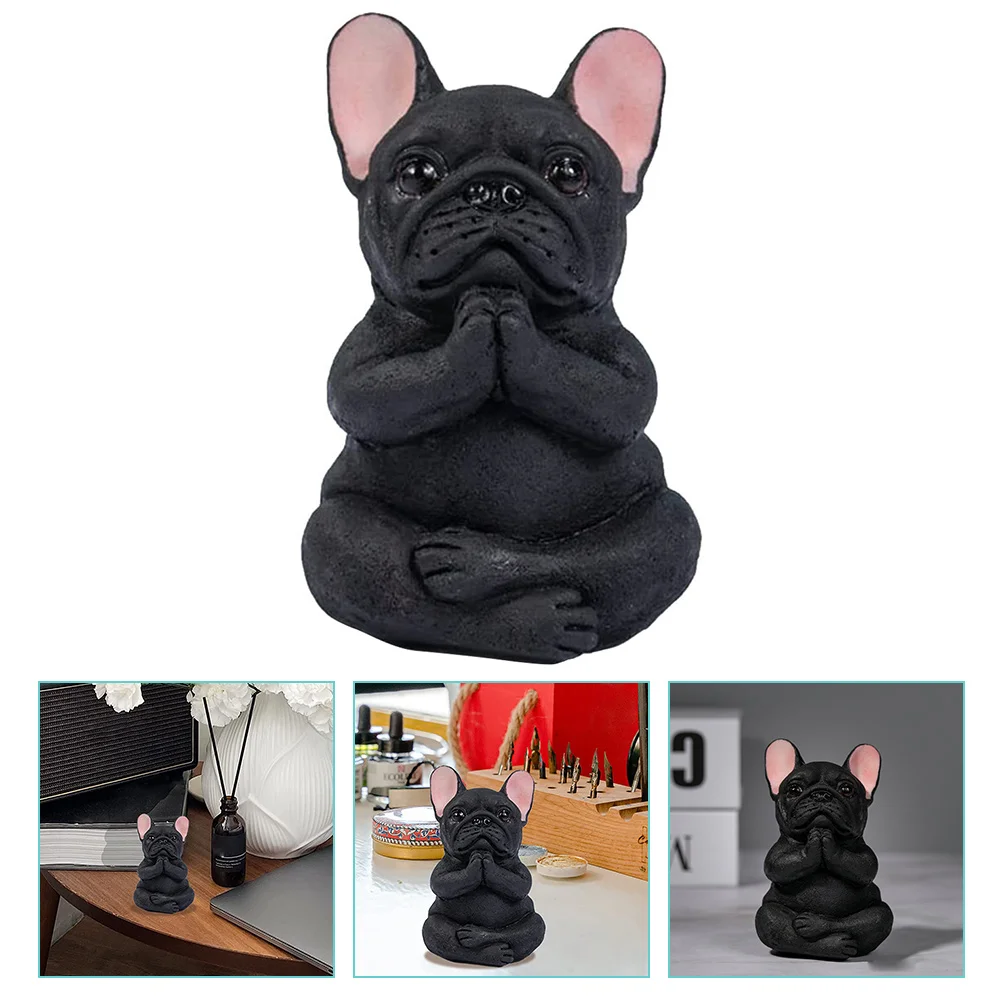 

Indoor Decor Resin Dog Figurine Ornament Meditating Sitting French Bulldog Sculptures Animal Yoga Statue Pose