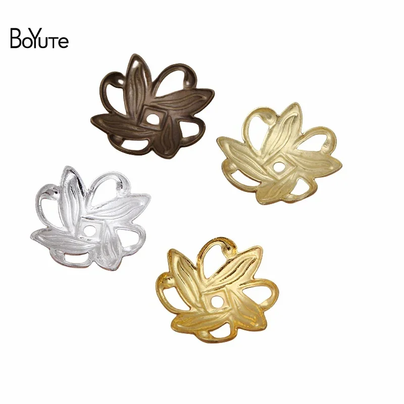 

BoYuTe Wholesale (200 Pieces/Lot) Metal Brass Stamping 2*10MM Filigree Flower Bead Caps Charms DIY Hand Made Jewelry Accessories