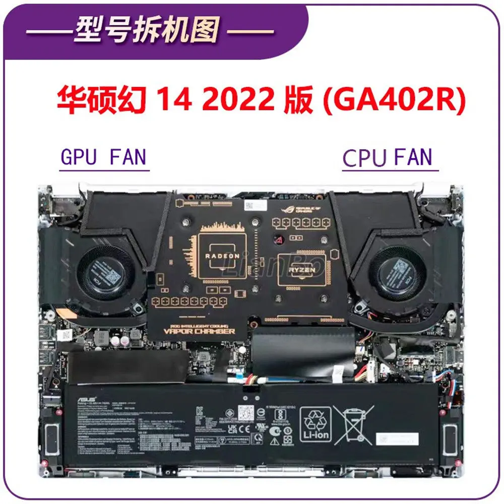 New laptop CPU cooling fan Cooler for ASUS ROG Zephyrus G14 2022 GA402R GA402RJ GA402RK 13NR09U0AP0901 13NR09U0AP1001