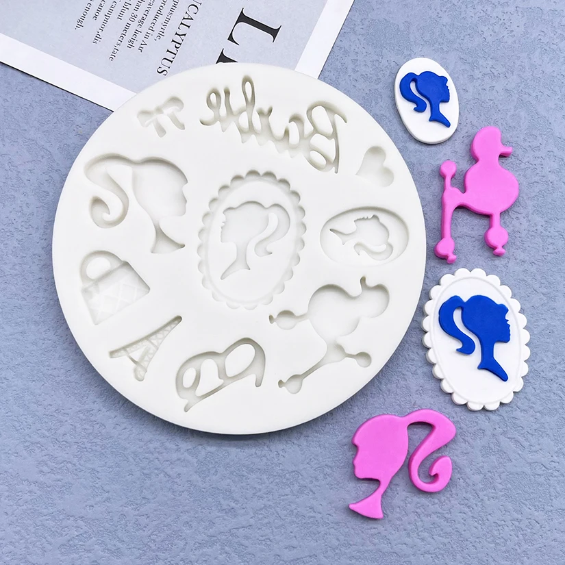 Girl Poodle Handbag Silicone Sugarcraft Mold Resin Tools Chocolate Cupcake Baking Fondant Cake Decorating Tools