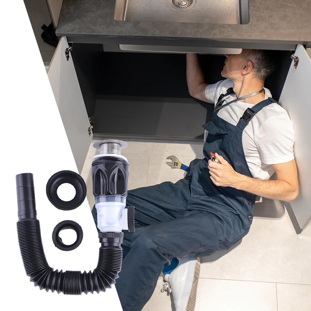 Retractable Deodorant Sewer Drainage Water Hose Wash Basin Drainer Horizontal Drainage Pipe Bathroom Kitchen Accessories