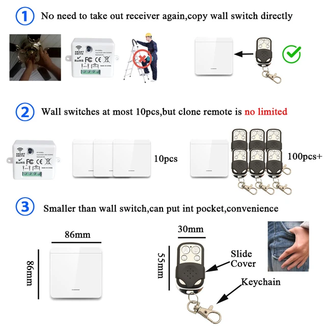 Indoor Wireless Remote Receiver Fob - Conveniently Control Any