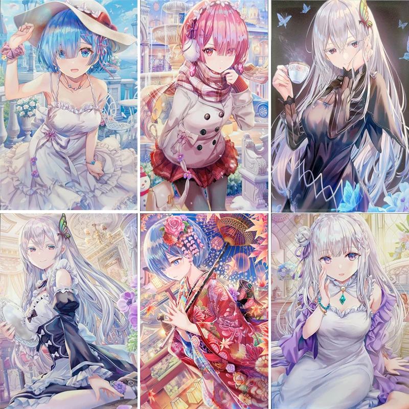 

Коллекционная открытка в стиле аниме «богиня», картинка с надписью «Re»: жизнь в другом мире от zero Rem Ram, Emilia, Рождественский подарок на день рождения