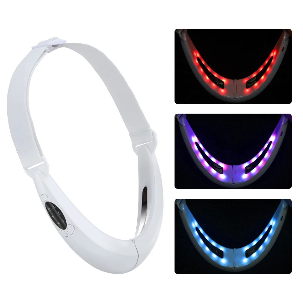Face Lifter V-Line Up Face Lifting Belt Face Massager Device 5 Modes LED Photon Therapy Slimming Vibration V Face Massage Care