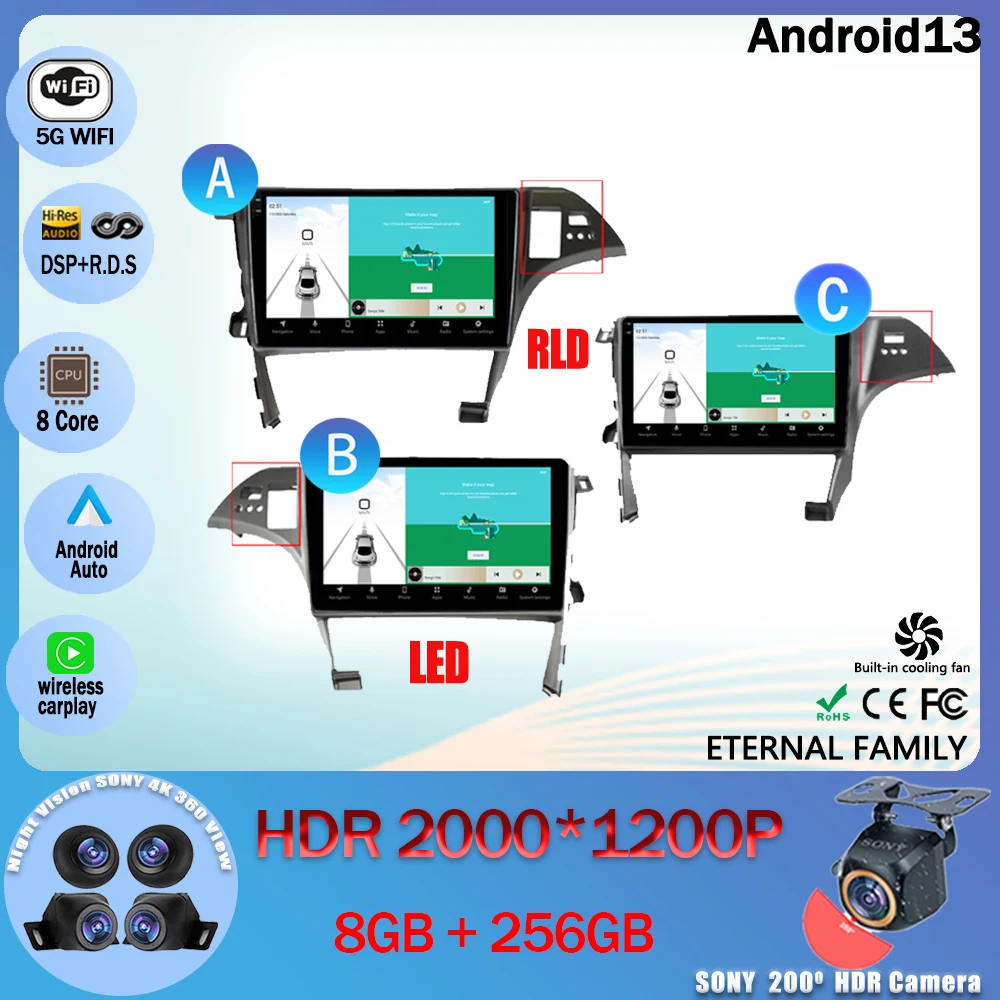 

Android 13 для Toyota Prius 3 XW30 2009 - 2015 RHD LHD Автомобильный мультимедийный плеер Carplay сенсорный экран GPS навигация WIFI BT LET ЦП