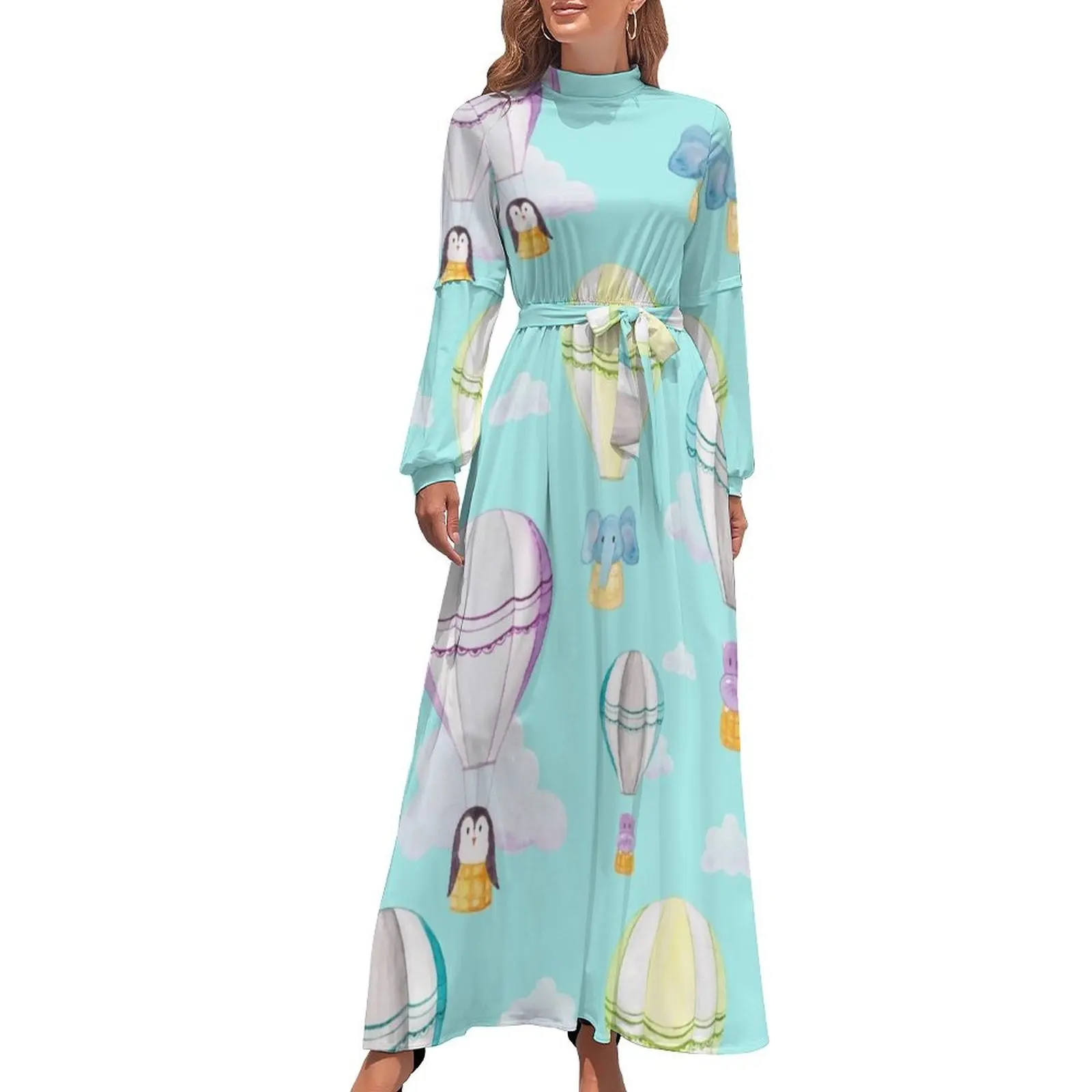 thumbnail image 1 of Vestido largo con estampado de globo aerostático, conjuntos elegantes para mujer, ropa para mujer, novedades 2024, 1 of 5