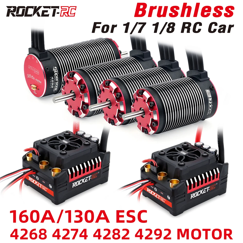 Фото Бесщеточный двигатель Surpass Hobby Rocket-RC и ESC Combo 4268 4274 4282 4292 1/8 A 120A для 1/7 RC Car Truck Traxxas Wltoys HSP №1