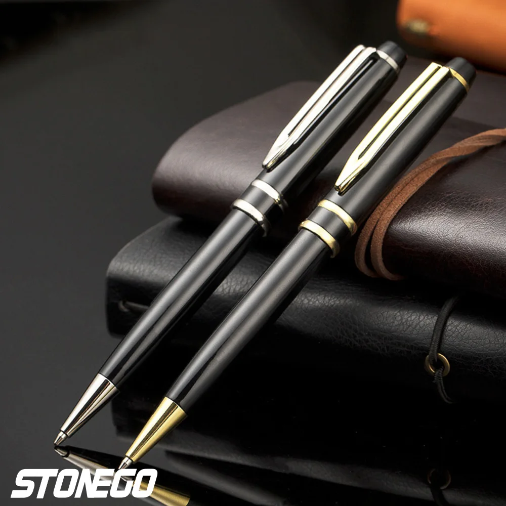 STONEGO Capless Ballpoint Pen, Simply Twist Roller Ball Pen Black Gel Ink Medium Point 1.0mm Smooth Writing Signature Pens