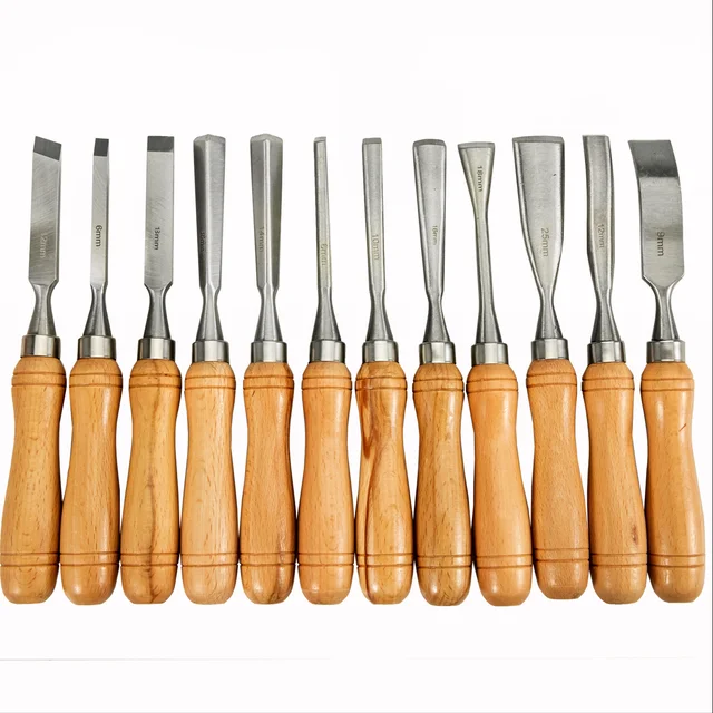 VEVOR 12PCS Wood Carving Hand Chisel Set Lathe Knife DIY Wood Turning