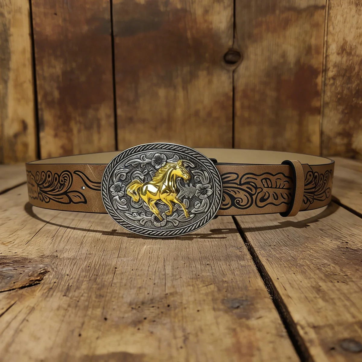 Plus Size Unisex Western PU Leather Vintage Belt with Bull Decoration and Horse Buckle