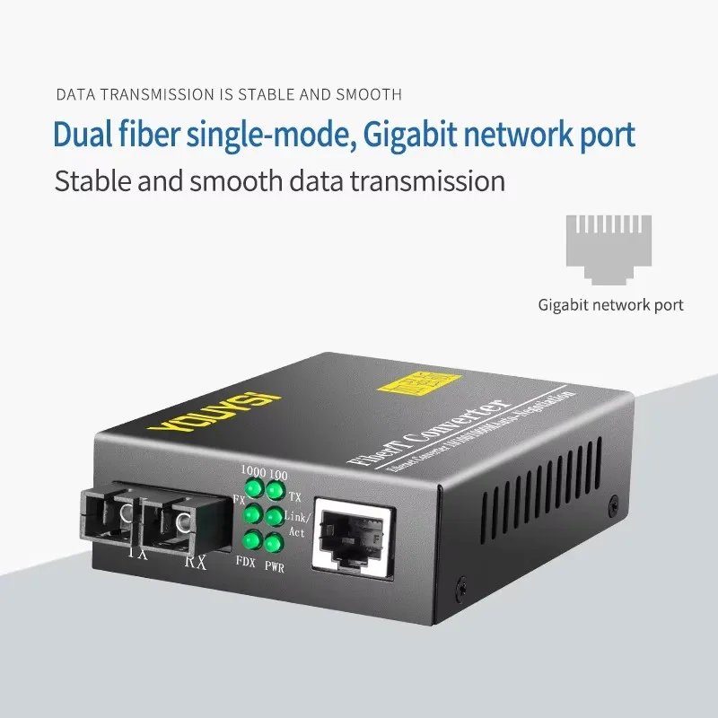 YOUYSI High Quality YYS-MC512-20 1000M SC Dual fiber 1.25G 20KM Fiber Optical Media Converter Single Mode Fiber Transceiver