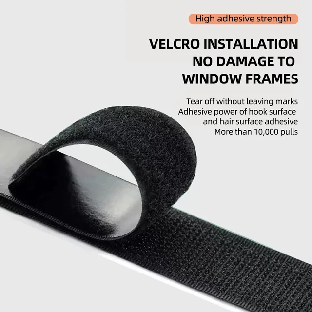 Écran de fenêtre auto-adhésif en Velcro noir, amovible et lavable, taille personnalisable, moustiquaires en Tulle, rideaux de contrôle des insectes d'été 5