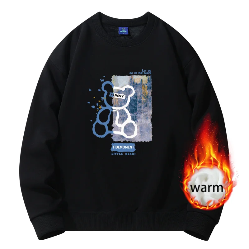 

Winter Clothes for Men Round Neck Sweater Designer Clothes Men Graphic Sweatshirts Cotton Loose Plush Harajuku Top New 2023