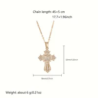 2025 New Gold color Cross Pendant Necklace (One Piece)  Religious  Style Jewelry Fashion Elegant Party Accessory 5