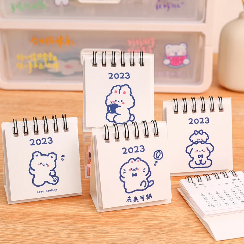 Tanie 2022 2023 słodkie niedźwiedzie Mini biurko kalendarze dekoracja stały kalendarz