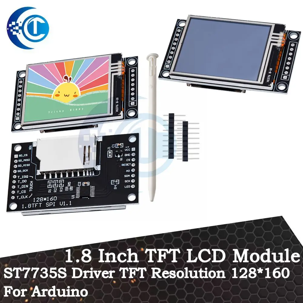 TFT LCD 모듈 LCD 스크린 모듈, 터치 SPI 시리얼 51 드라이버, 4 IO ST7735S 드라이버, 아두이노용 TFT 해상도 128*160, 1.8 인치
