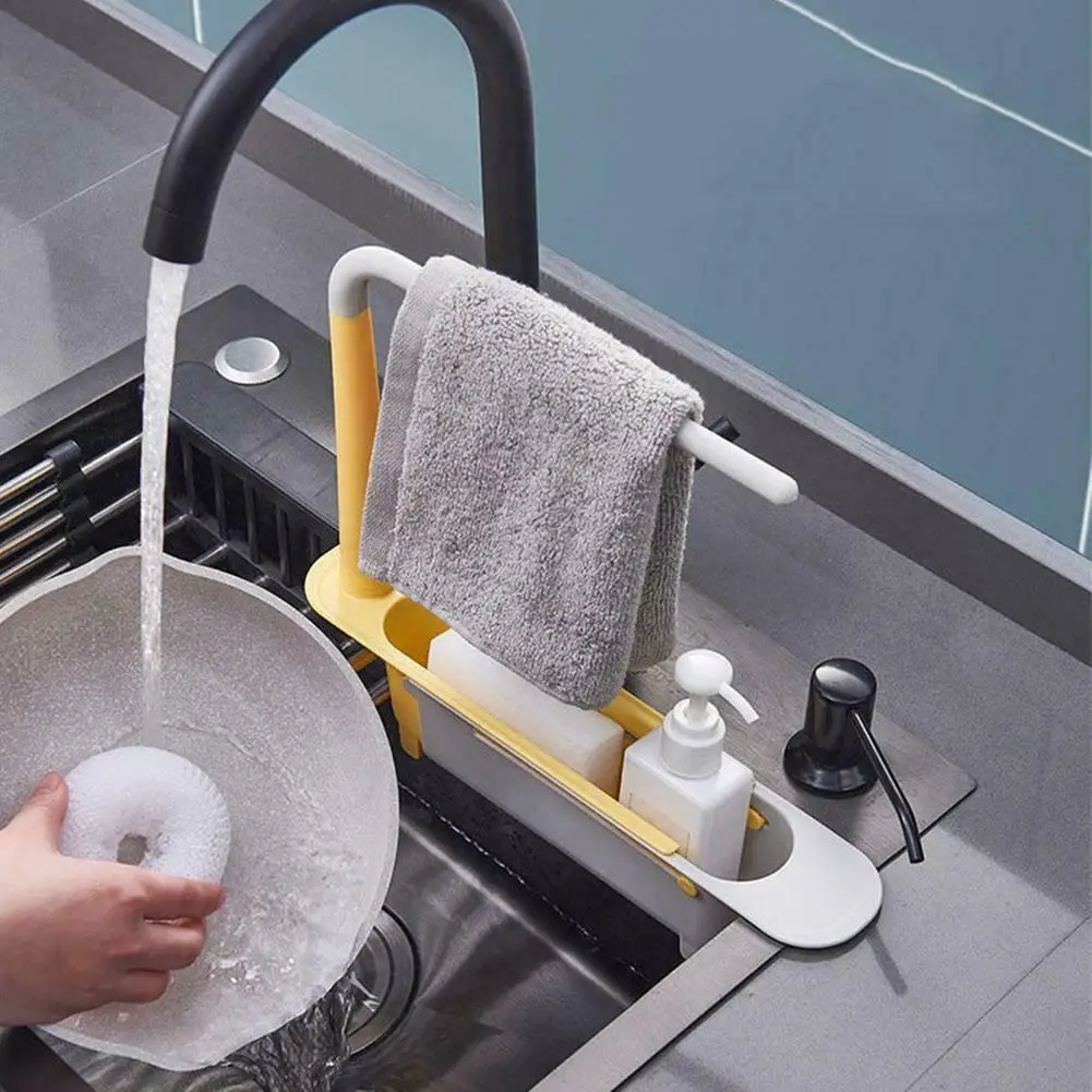 Kitchen Sink Drain Rack Telescopic Sink Shelf Sinks Organizer Soap Sponge Holder Storage Basket Kitchen Gadgets Accessories Tool