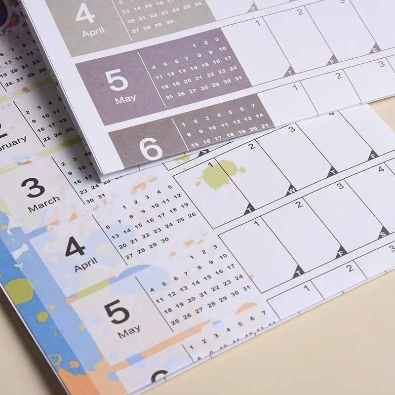 Wall Calendar Full Year Large Size Paper Kawaii Sticker Tape Yearly Weekly Annual Planner Target List Home Office Supplies wall calendar paper wall calendar
