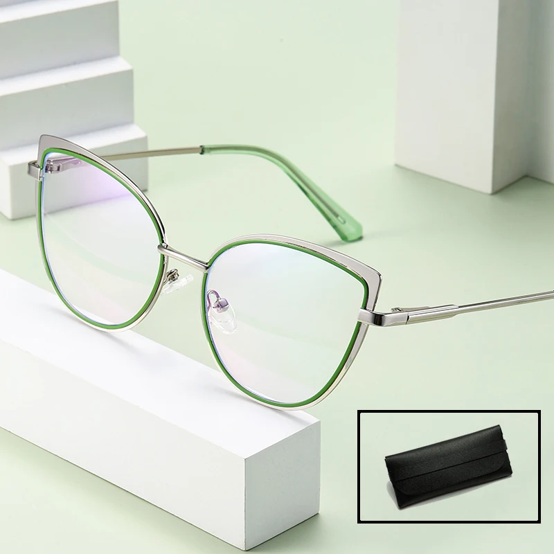 Anti-Blue Glasses Cat Eye Retro-Light Mirror Fashion Cross-Border All Match Spring Hinge Frames Glasses
