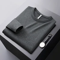 Winter Fashionable Warm Sweater Men's Elastic Cold-Resistant Clothes Casual Pure Color All-Matching round Neck Sweater 1