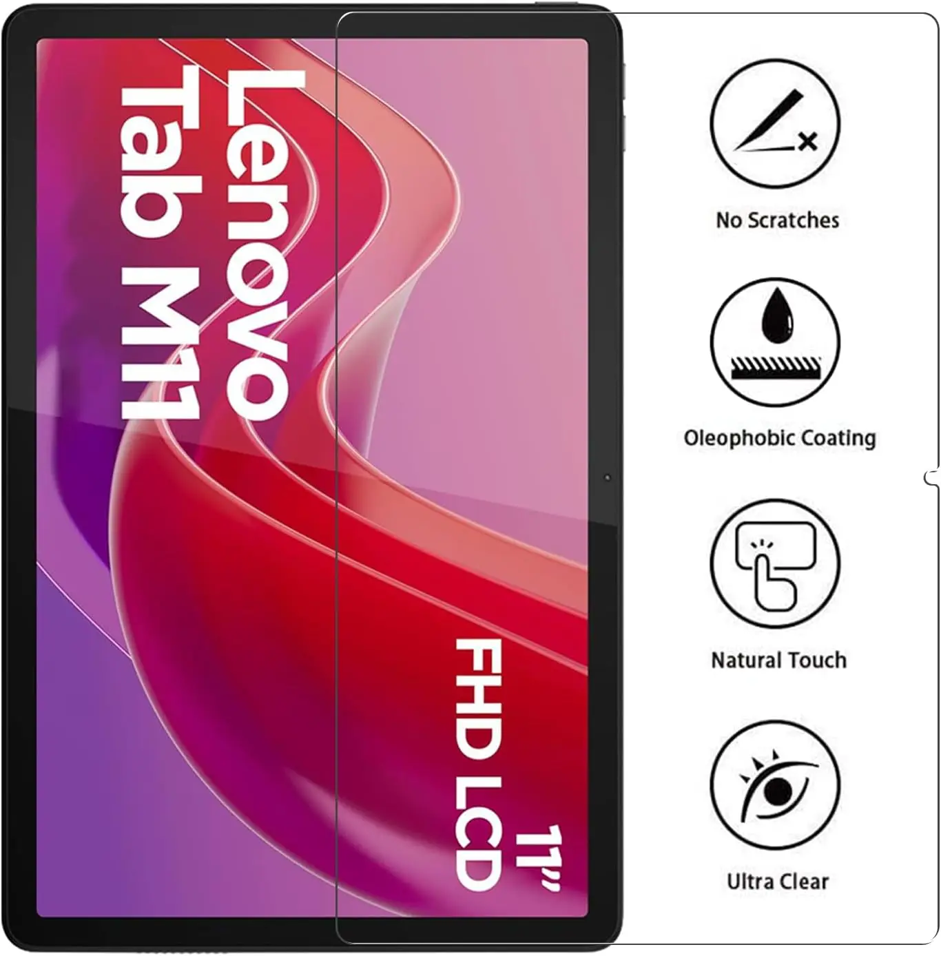 3 Pieces HD Scratch Proof Screen Protector Tempered Glass For Lenovo Tab M11 11-inch 2024 Tablet Protective Film