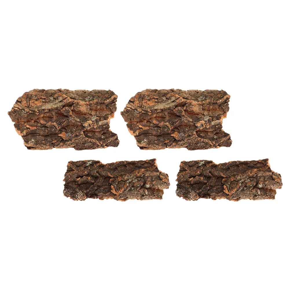 

4 Pcs Reptile Feeding Box Box Landscape Bark Reptiles Ornament