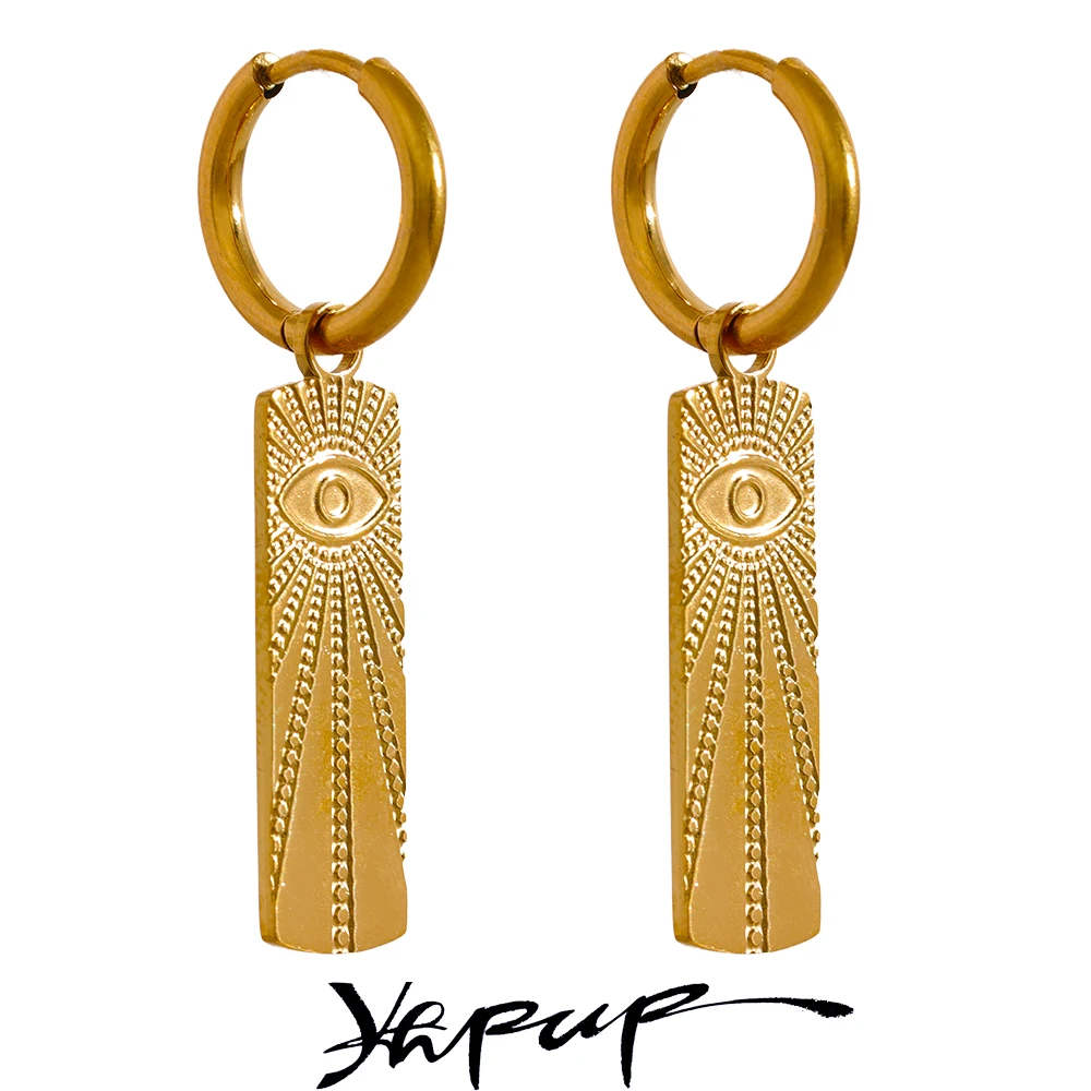 YhpupMinimalistStainlessSteelEyeRectangleHoopEarrings2023