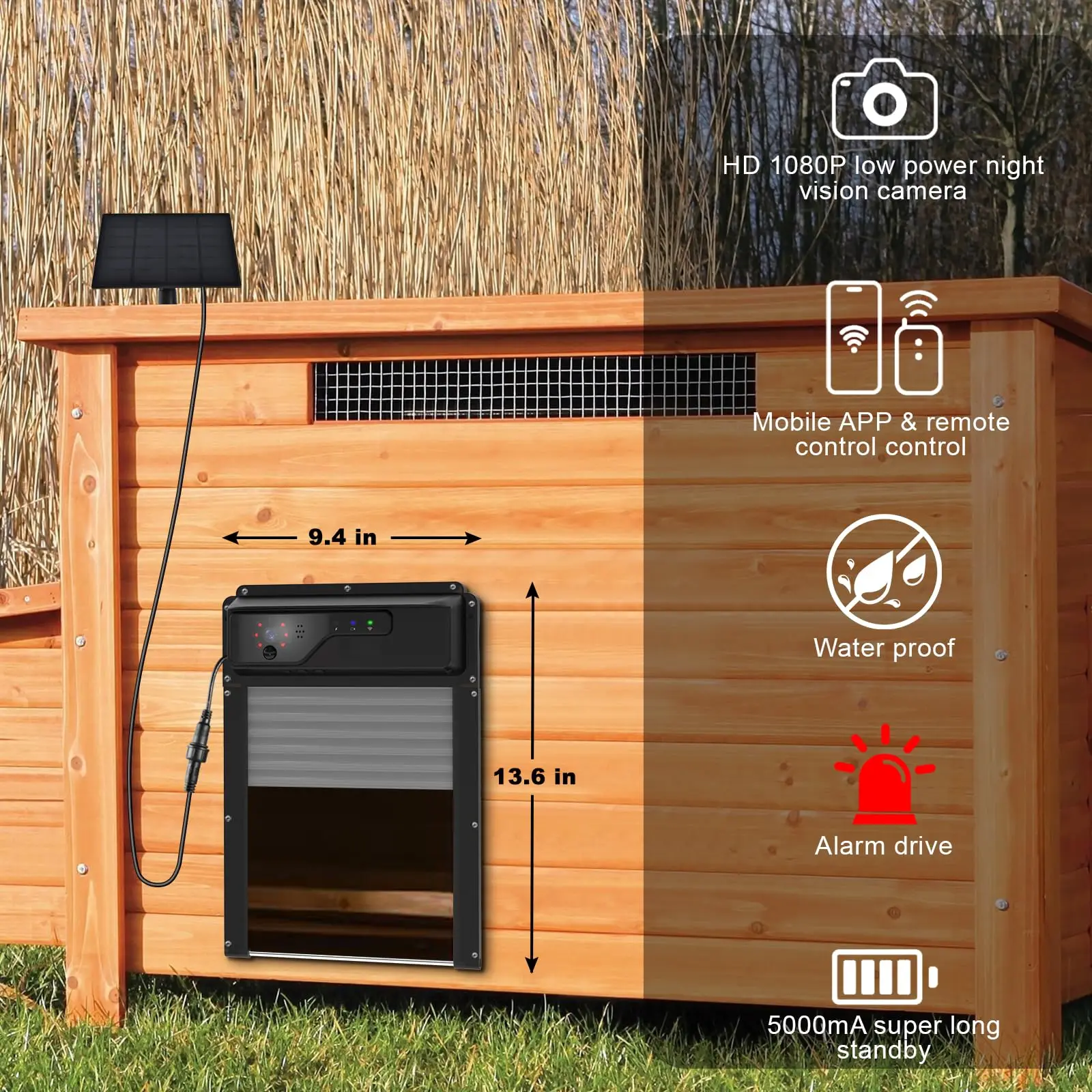 Automatic Chicken Coop Door Solar Powered Chicken Coop Doors with Light Sensor e