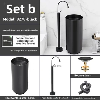 304 สแตนเลสสตีลรอบคอลัมน์อ่างล้างหน้าแบบบูรณาการชั้นยืนสวนกลางแจ้งอ่างล้างหน้า Luxury Bar โรงแรมห้องน้ําอ่างล้างจาน w 23