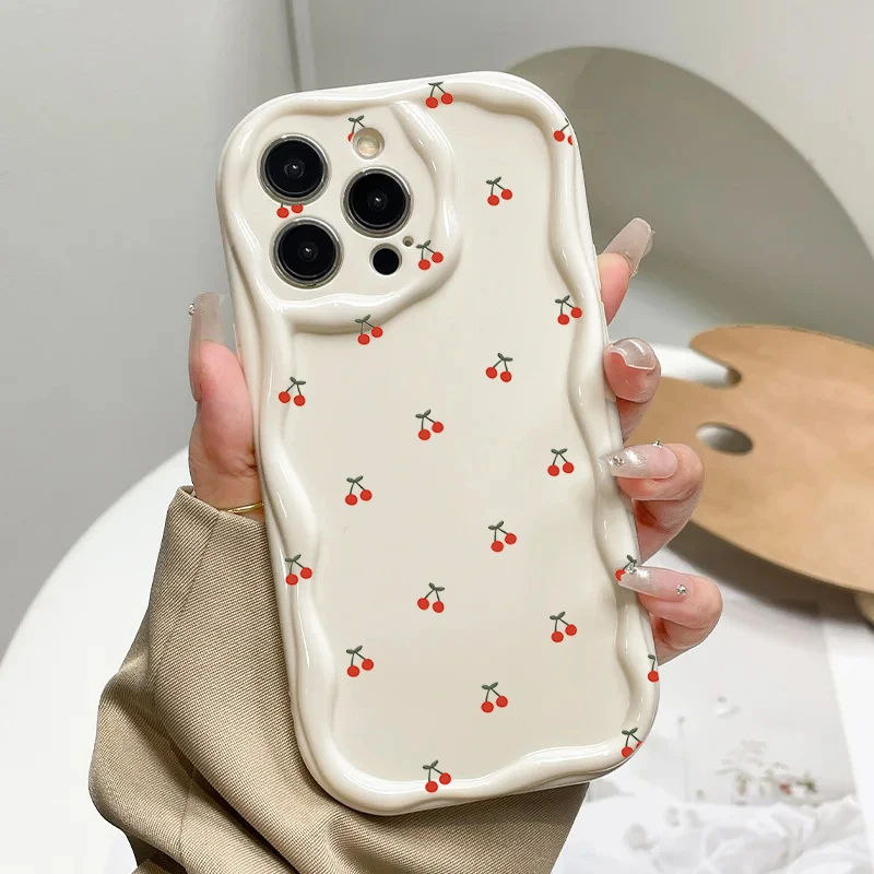 Creative Red Small Cherry Daisy Soft Silicone Phone Case