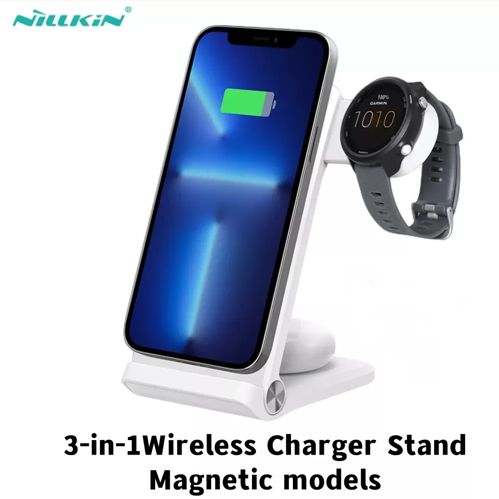 

NILLKIN 3-in-1Wireless Charger Stand For iphone 13 AirPods Pro/Samsung Galaxy S22/For Samsung/Huawei/Garmin Watch Magnetic Style