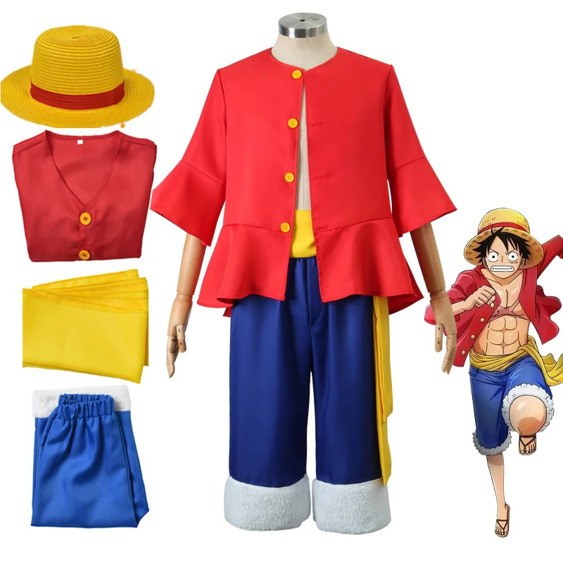 Men Kids Halloween Party One Piece Monkey·D·Luffy Suit Cosplay