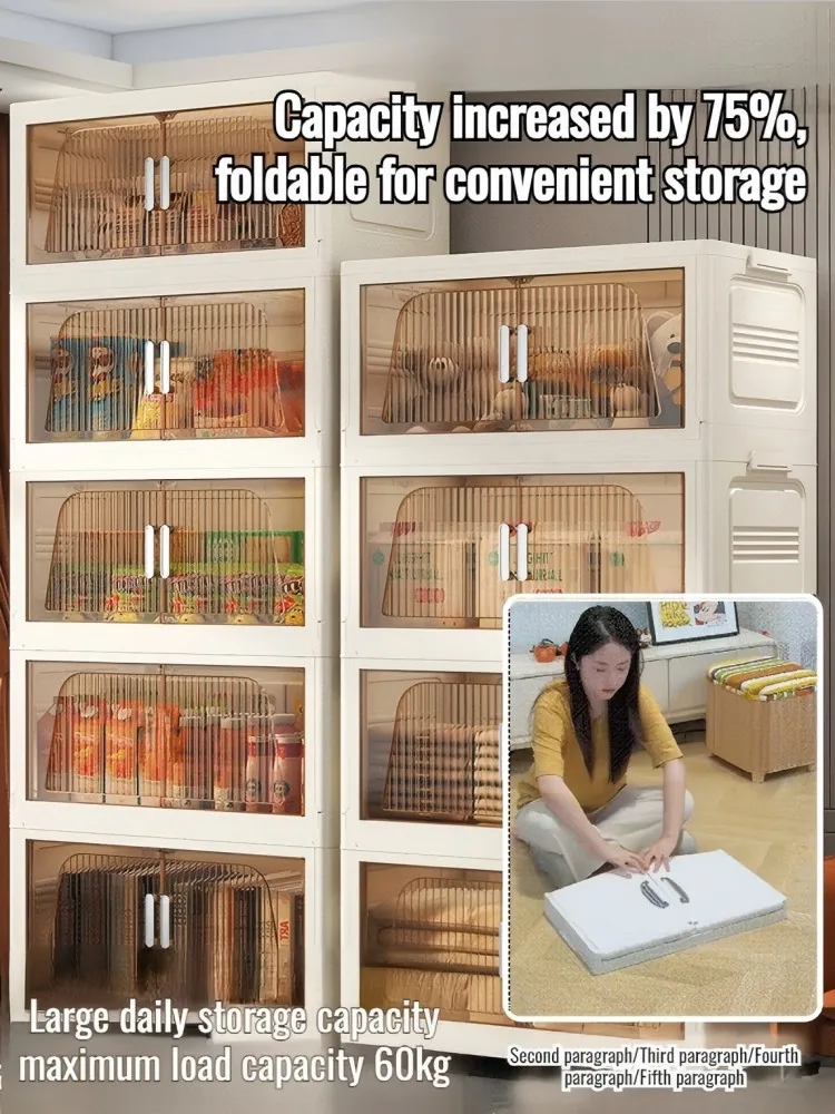 Living Room multifunctional folding storage cabinet plastic storage closet free clutter cabinet Detachable household box