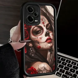 Catrina Beautiful Rose Girl Skull Soft Phone Case Sleeve for Xiaomi Poco M7 Pro (KHTY00112A1)