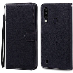 Sleek Silicone Wallet Leather Flip Case with Soft TPU Back Cover for A7 2020(Fingerprint) (Black)