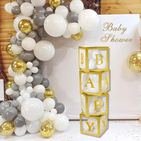 

Transparent Gold Letter Balloon Box Name Box Baby Shower Decoration Kids 1st Birthday Party Decor Boy Girl Babyshower Decoration