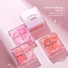 4 Square Grid Face Blusher Vibrant Orange Makeup Blush Palette Cheek Contour Blush Powder Matte Blusher Korean Makeup Tint Blush 2