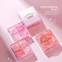 4 Square Grid Face Blusher Vibrant Orange Makeup Blush Palette Cheek Contour Blush Powder Matte Blusher Korean Makeup Tint Blush 2