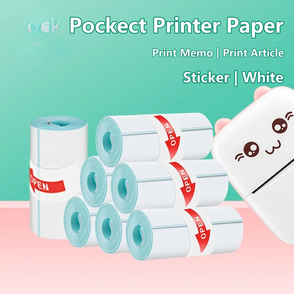 Print Paper Mini Portable Thermal Printer Paper Sticker White Thermal Photo Pocket Printer 57mm Printing