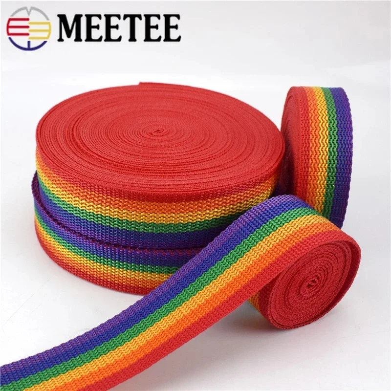 RainBow Nylon Webbing Tape 5/10Meters for Decorative Luggage Belt
