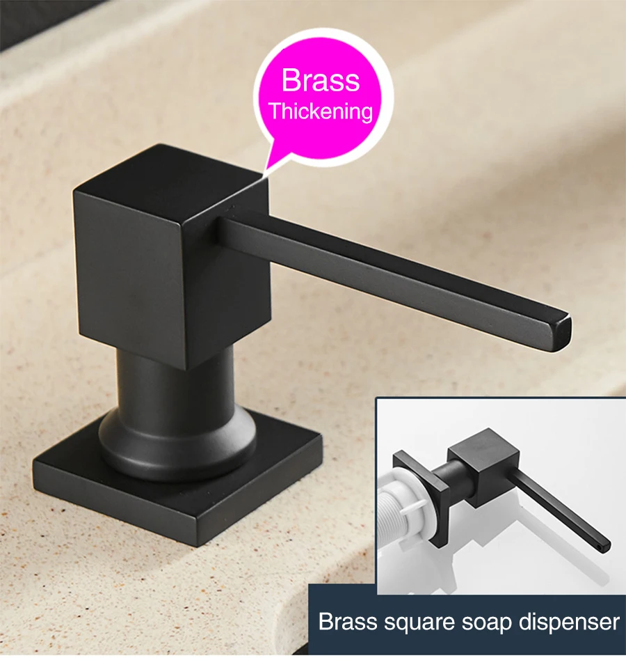 Brass Black  Square Sink Soap Dispenser 400ml ABS Plastic Bottle + Pump  Hand Wash kitchen sink liquid soap dispenser brass square sink soap dispenser 400ml abs plastic bottle pump hand wash kitchen sink liquid soap dispenser